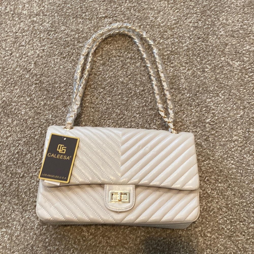 Tan quilted purse